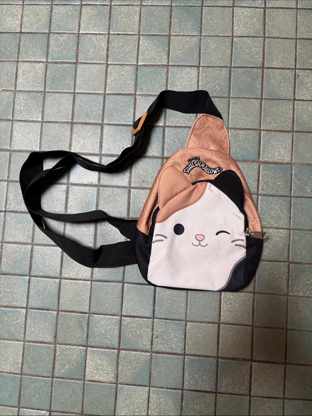 Squishmallows Cat Sling Bag - Pink and Black